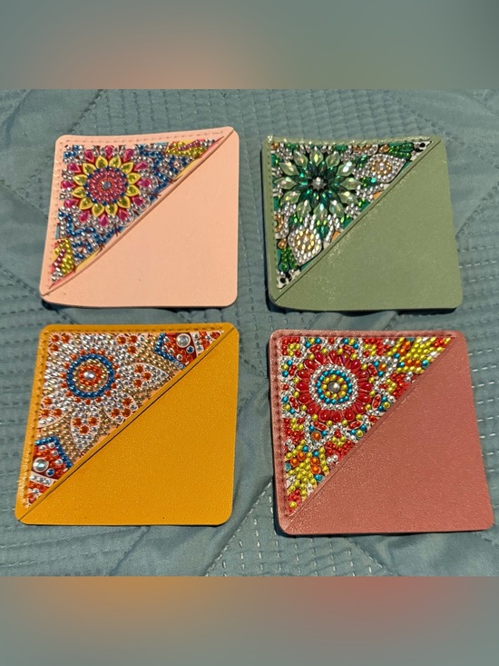 Hand Crafted Accessories - Set of 4 Beaded Corner Book Markers - Pastel & Jewel Tones